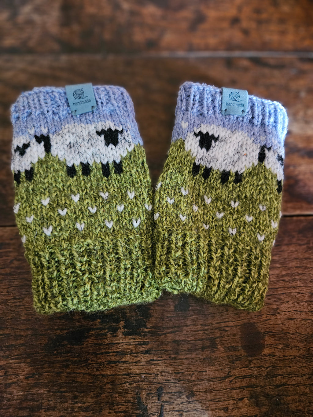 Earwarmer, cowl and wrist warmer set with sheep and collies.