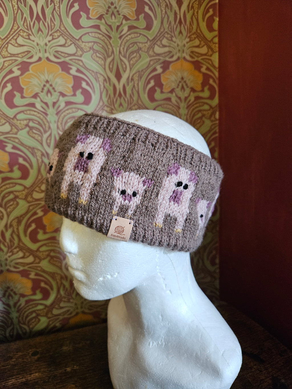 Earwarmer with pig design. Fully lined