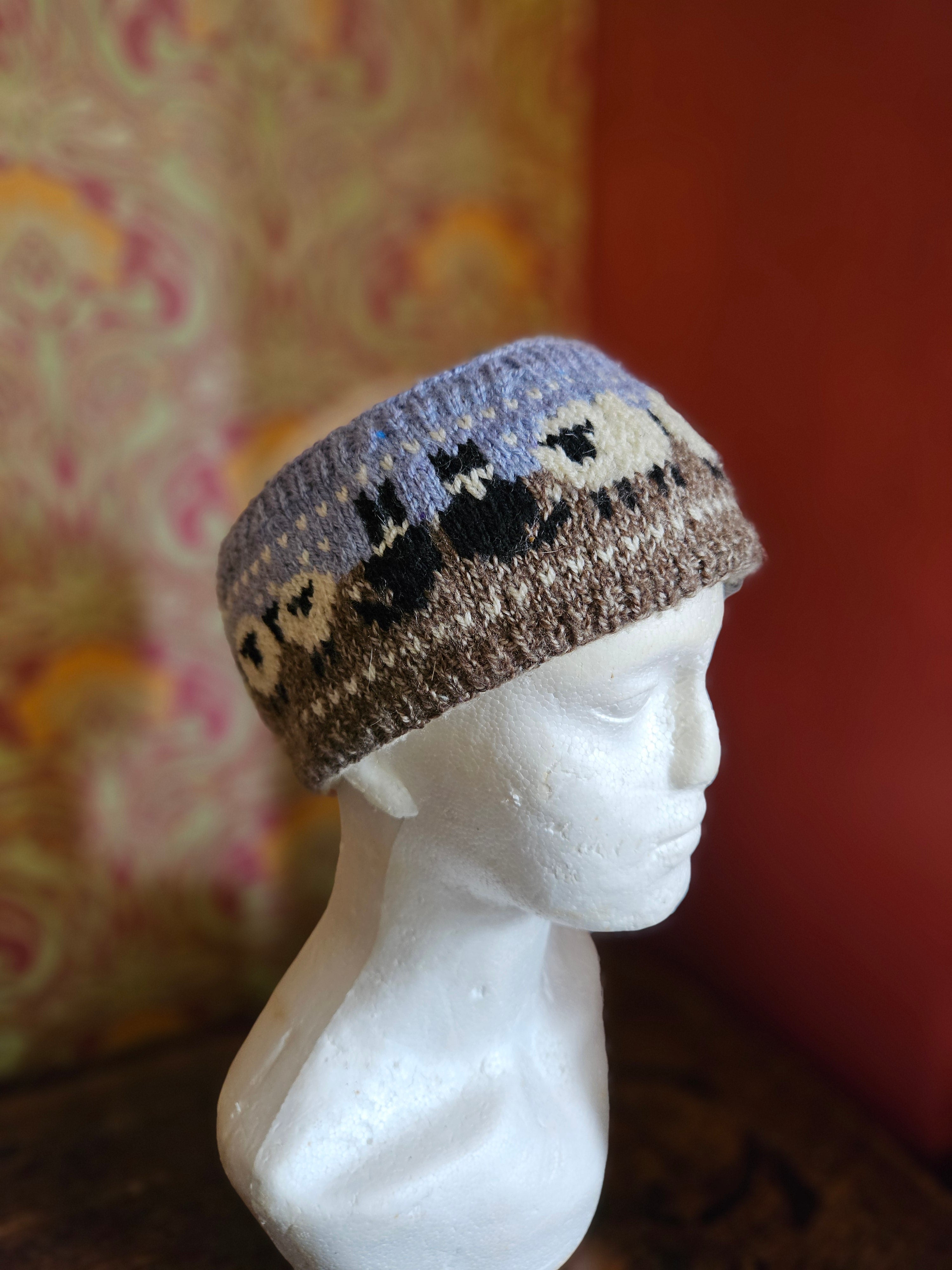 Earwarmer with sheep and collies with sherpa fleece lining