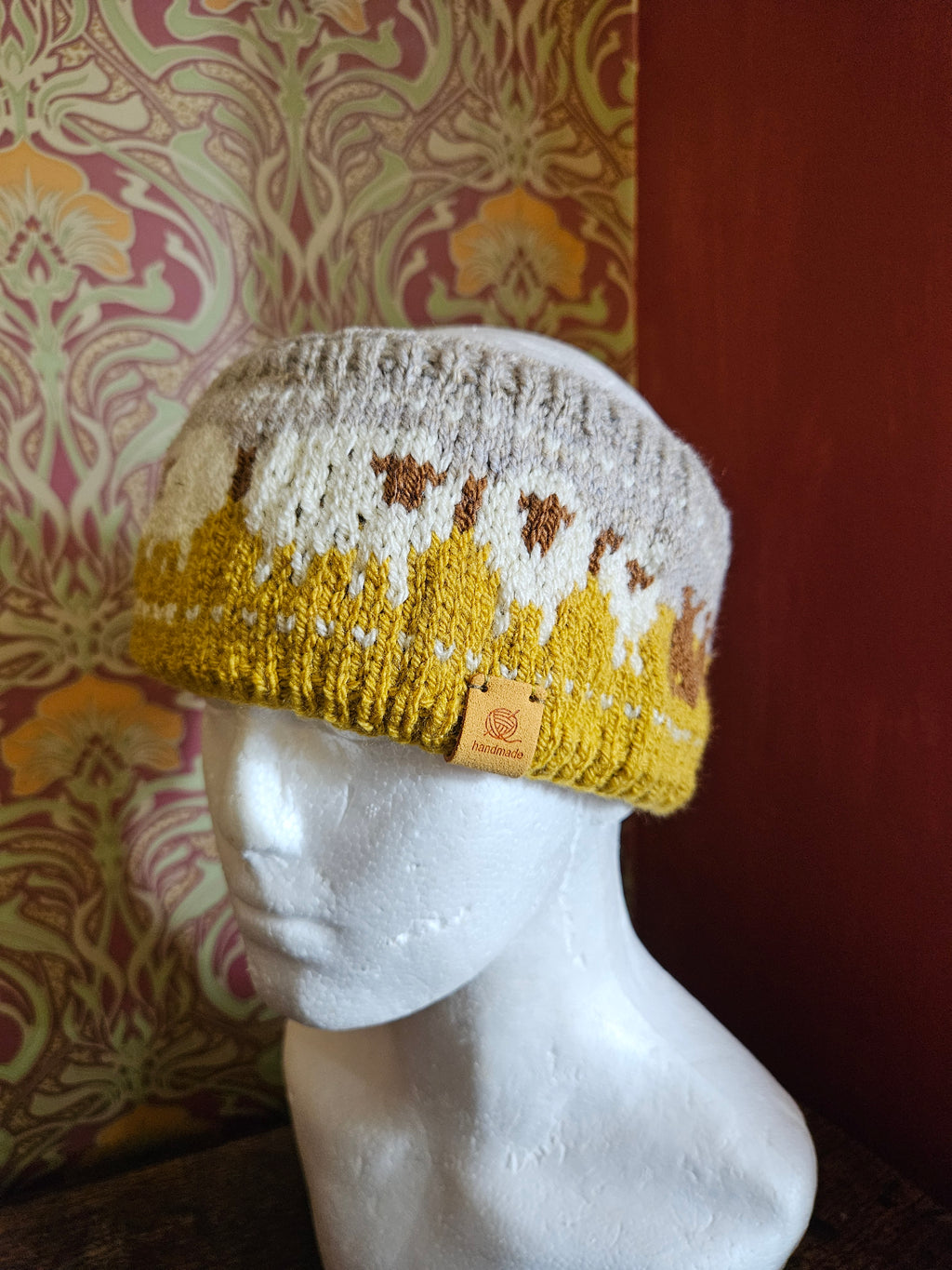 Earwarmer with sheep and collies. Fully lined